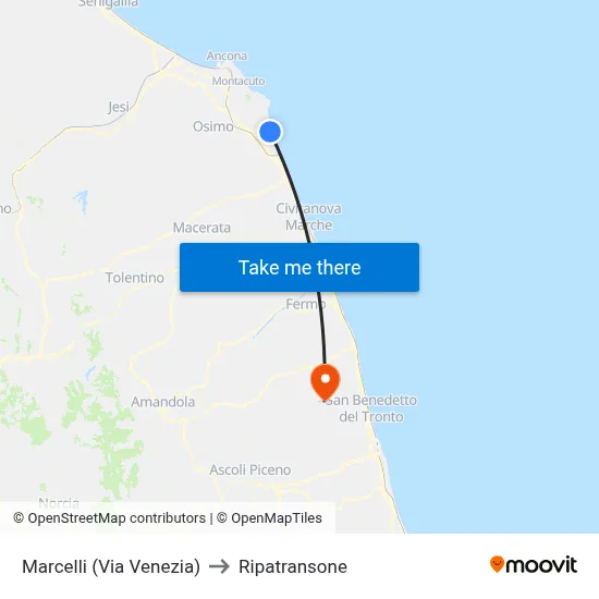 Marcelli (Via Venezia) to Ripatransone map