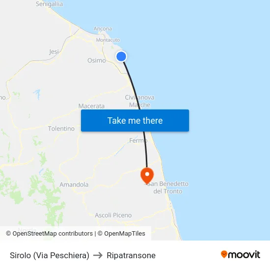 Sirolo (Via Peschiera) to Ripatransone map
