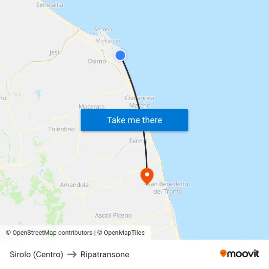 Sirolo (Centro) to Ripatransone map