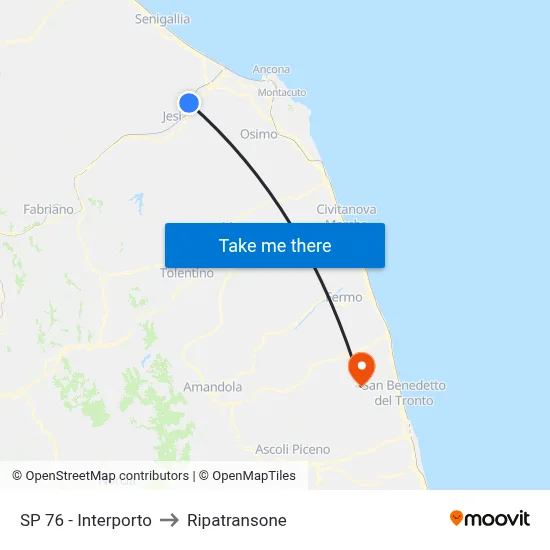 SP 76 - Interporto to Ripatransone map