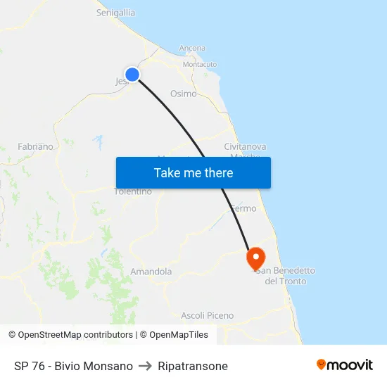 Provincial Road 76 - Monsano Junction to Ripatransone map