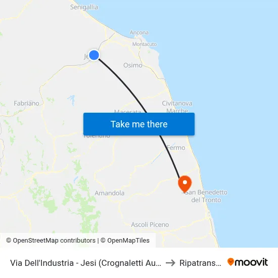 Via Dell'Industria - Jesi (Crognaletti Bus Lines) to Ripatransone map