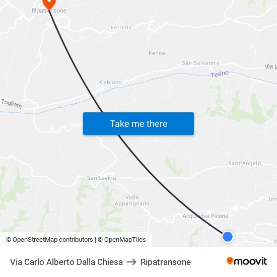 Via Carlo Alberto Dalla Chiesa to Ripatransone map