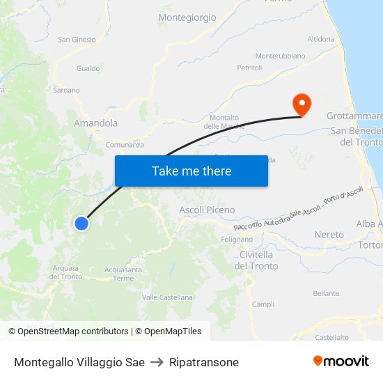 Montegallo Villaggio Sae to Ripatransone map