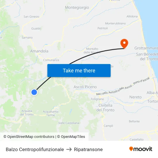 Balzo Centropolifunzionale to Ripatransone map