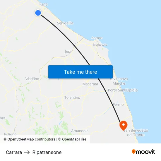 Carrara to Ripatransone map