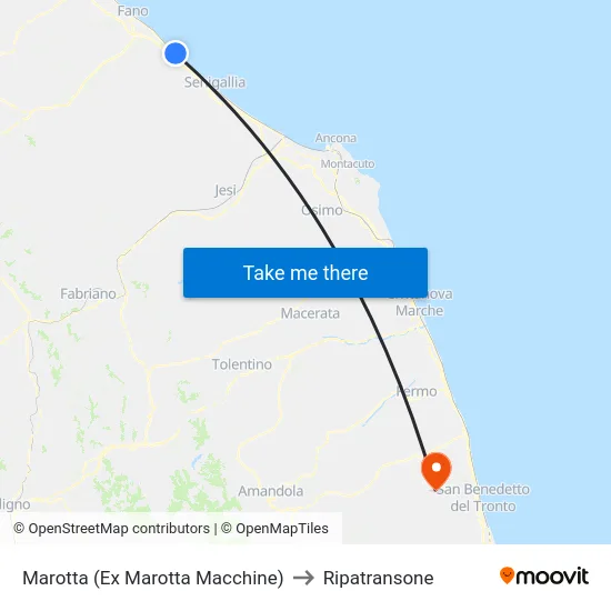 Marotta (Ex Marotta Macchine) to Ripatransone map