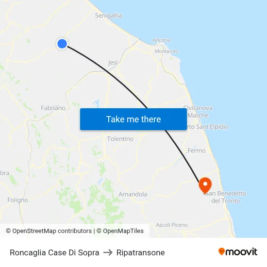 Roncaglia Upper Houses to Ripatransone map