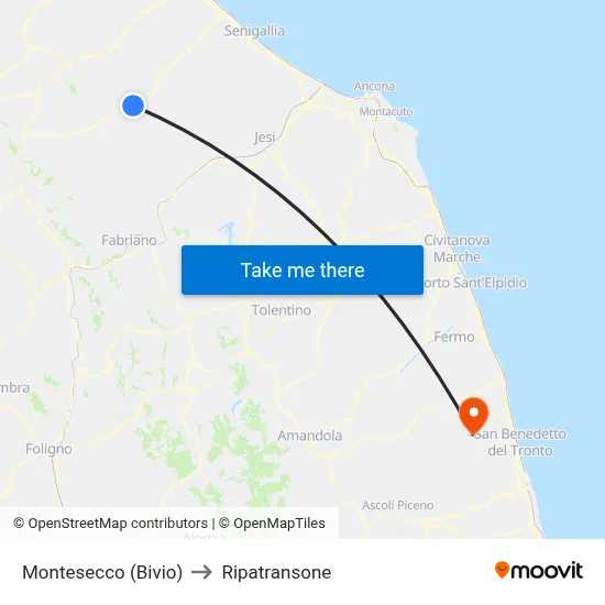 Montesecco (Junction) to Ripatransone map