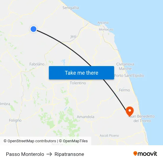 Monterolo Pass to Ripatransone map