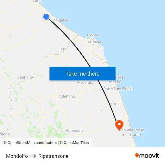Mondolfo to Ripatransone map