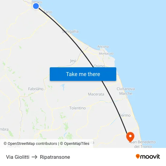 Via Giolitti to Ripatransone map