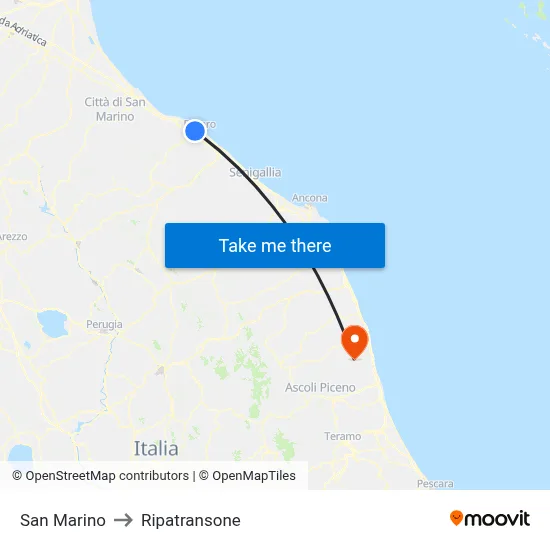 San Marino to Ripatransone map