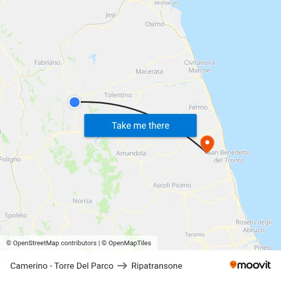 Camerino - Park Tower to Ripatransone map