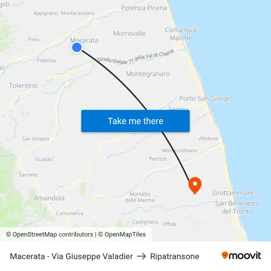 Macerata - Via Giuseppe Valadier to Ripatransone map
