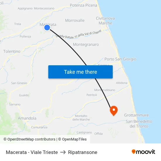 Macerata - Trieste Avenue to Ripatransone map
