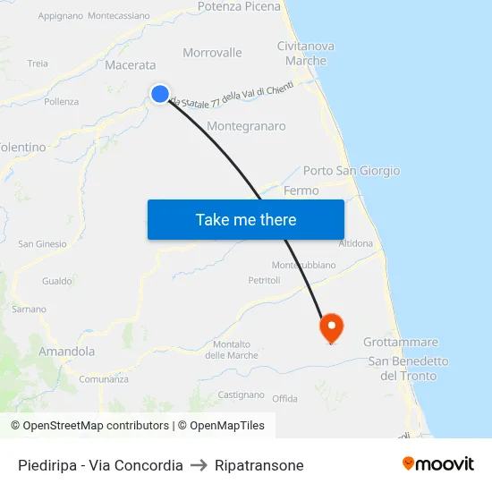 Piediripa - Concordia Street to Ripatransone map