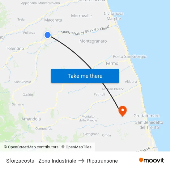 Sforzacosta - Industrial Zone to Ripatransone map