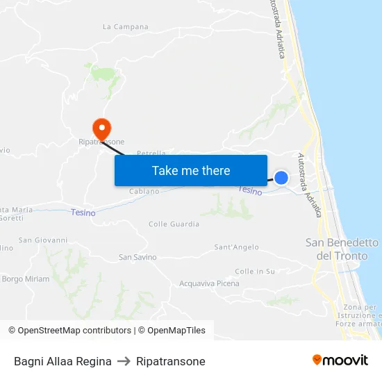 Bagni Allaa Regina to Ripatransone map