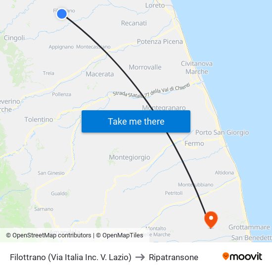 Filottrano (Via Italia Inc. V. Lazio) to Ripatransone map