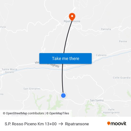 S.P. Rosso Piceno Km 13+00 to Ripatransone map