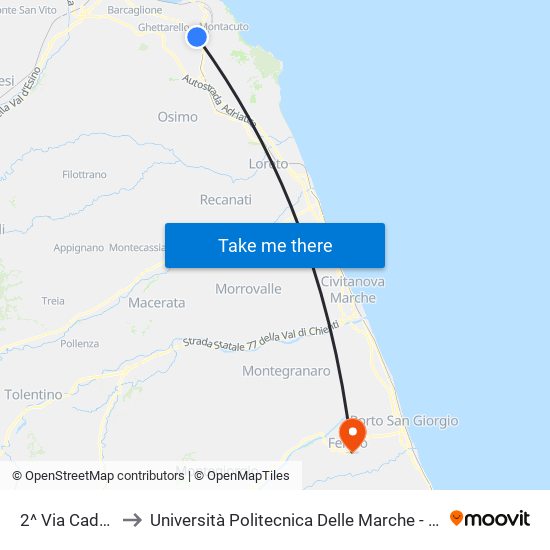 2^ Via Caduti Del Lavoro to Università Politecnica Delle Marche - Facoltà Di Ingegneria - Sede Di Fermo map