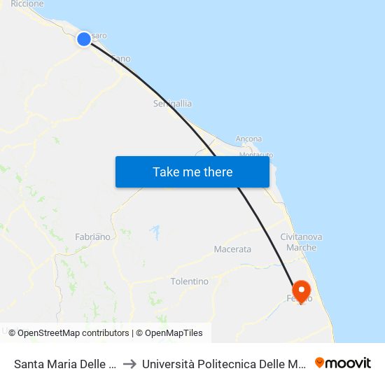 Santa Maria Delle Fabbrecce Costa Del Ciacco to Università Politecnica Delle Marche - Facoltà Di Ingegneria - Sede Di Fermo map