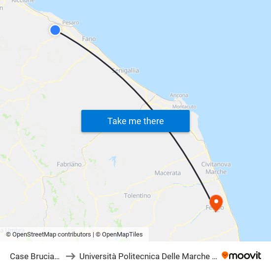 Case Bruciate San Germano to Università Politecnica Delle Marche - Facoltà Di Ingegneria - Sede Di Fermo map