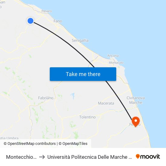 Montecchio XXI Gennaio 2 to Università Politecnica Delle Marche - Facoltà Di Ingegneria - Sede Di Fermo map