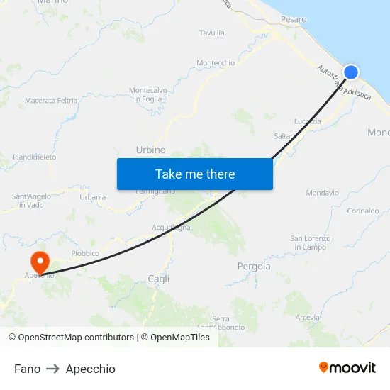 Fano to Apecchio map