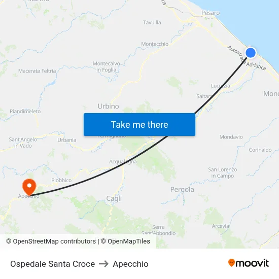 Santa Croce Hospital to Apecchio map