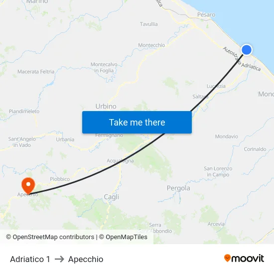 Adriatico 1 to Apecchio map