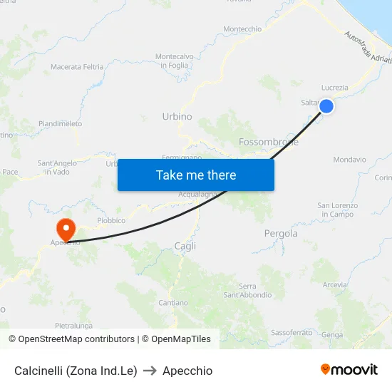 Calcinelli (Zona Ind.Le) to Apecchio map