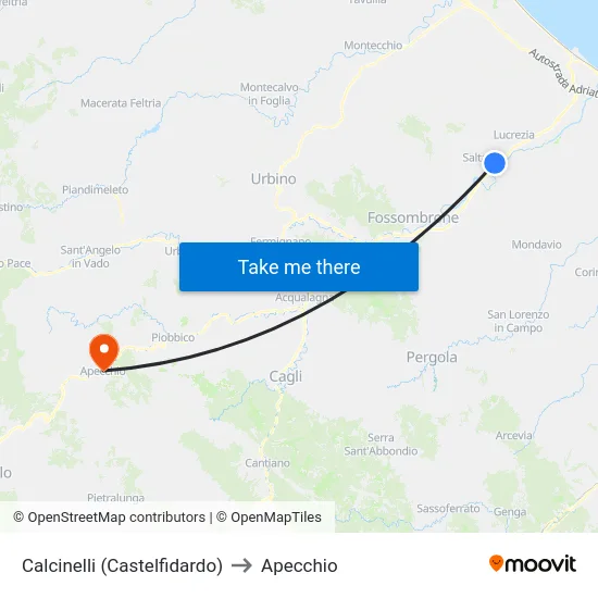 Calcinelli (Castelfidardo) to Apecchio map