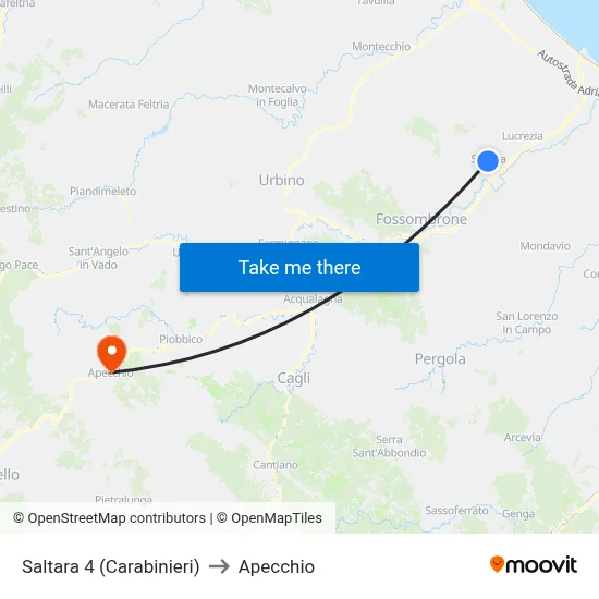 Saltara 4 (Carabinieri) to Apecchio map