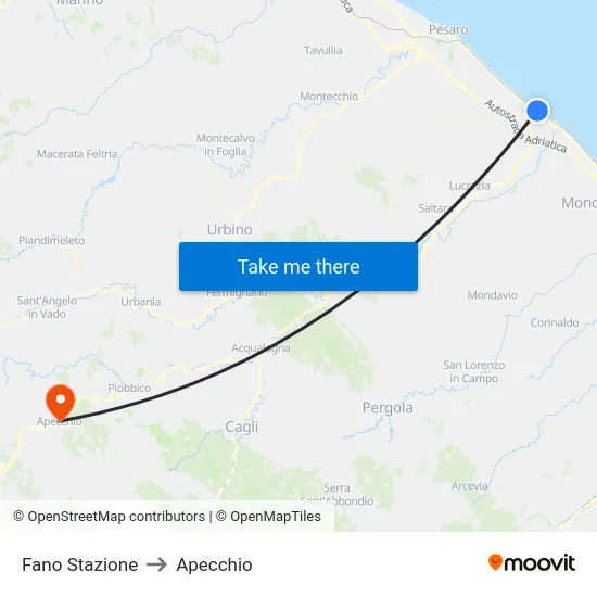 Fano Stazione to Apecchio map