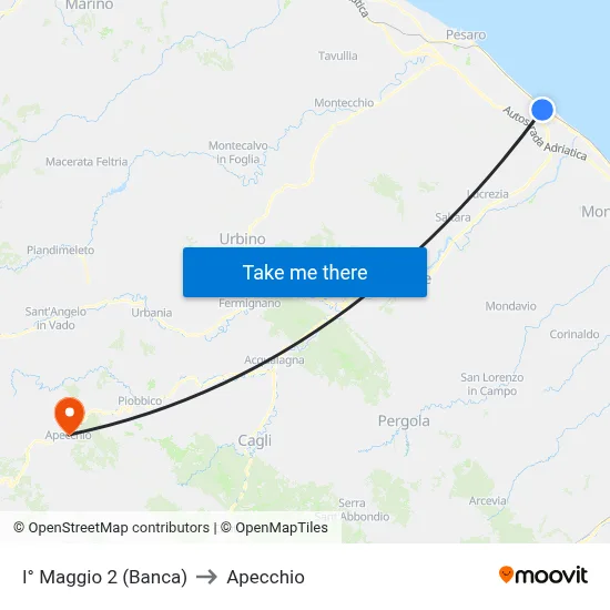 1st May 2 (Bank) to Apecchio map