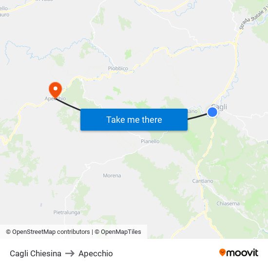 Cagli Chiesina to Apecchio map