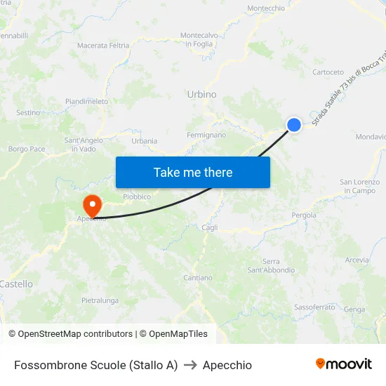 Fossombrone Schools (Bay A) to Apecchio map