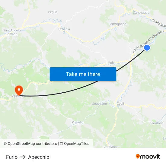 Furlo to Apecchio map