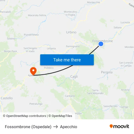 Fossombrone (Ospedale) to Apecchio map