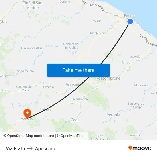 Via Fratti to Apecchio map