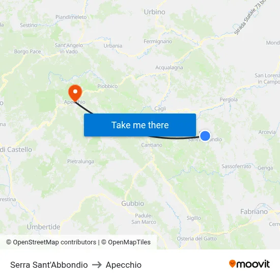 Serra Sant'Abbondio to Apecchio map