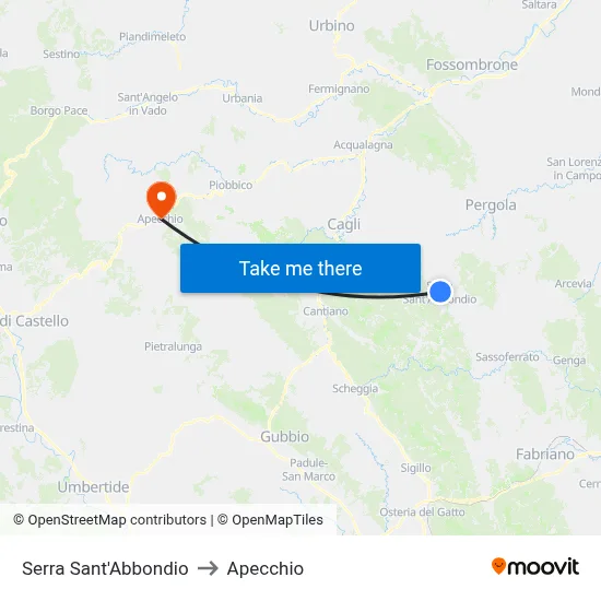 Serra Sant'Abbondio to Apecchio map