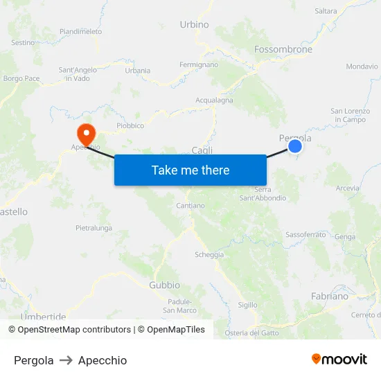 Pergola to Apecchio map