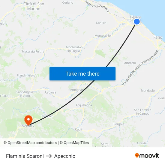 Flaminia Scaroni to Apecchio map