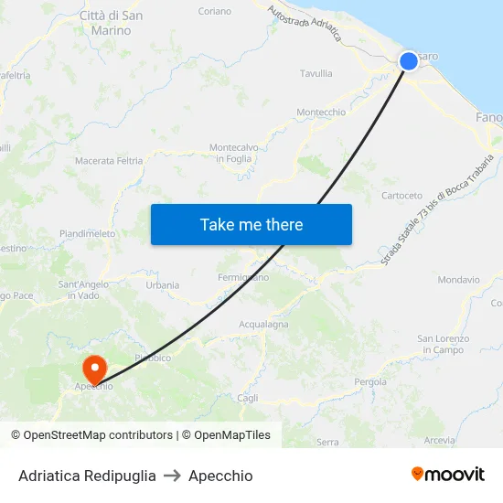 Adriatica Redipuglia to Apecchio map