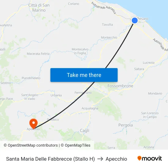Santa Maria Delle Fabbrecce (Stallo H) to Apecchio map
