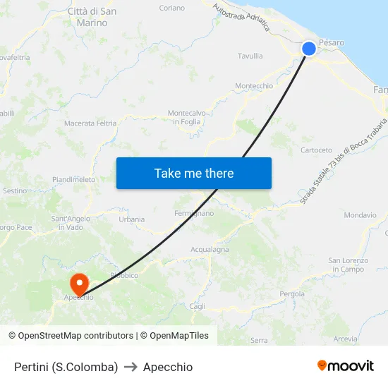 Pertini (St. Colomba) to Apecchio map