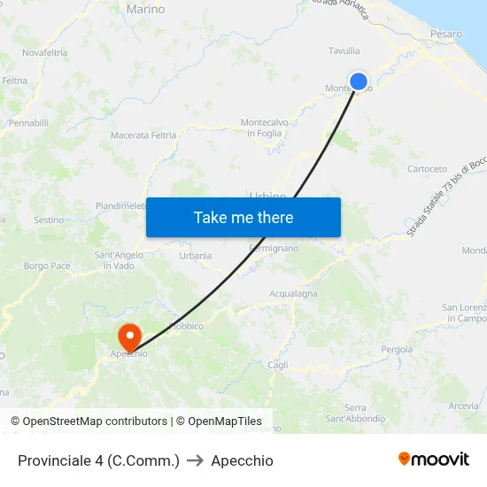 Provincial Road 4 (Shopping Center) to Apecchio map